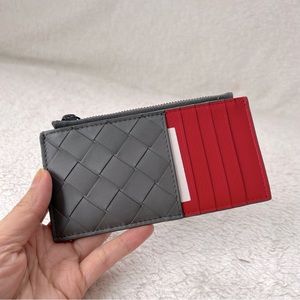 NWT Authentic Bottega Veneta Intriciato Leather Bicolor Zipped Card Case
